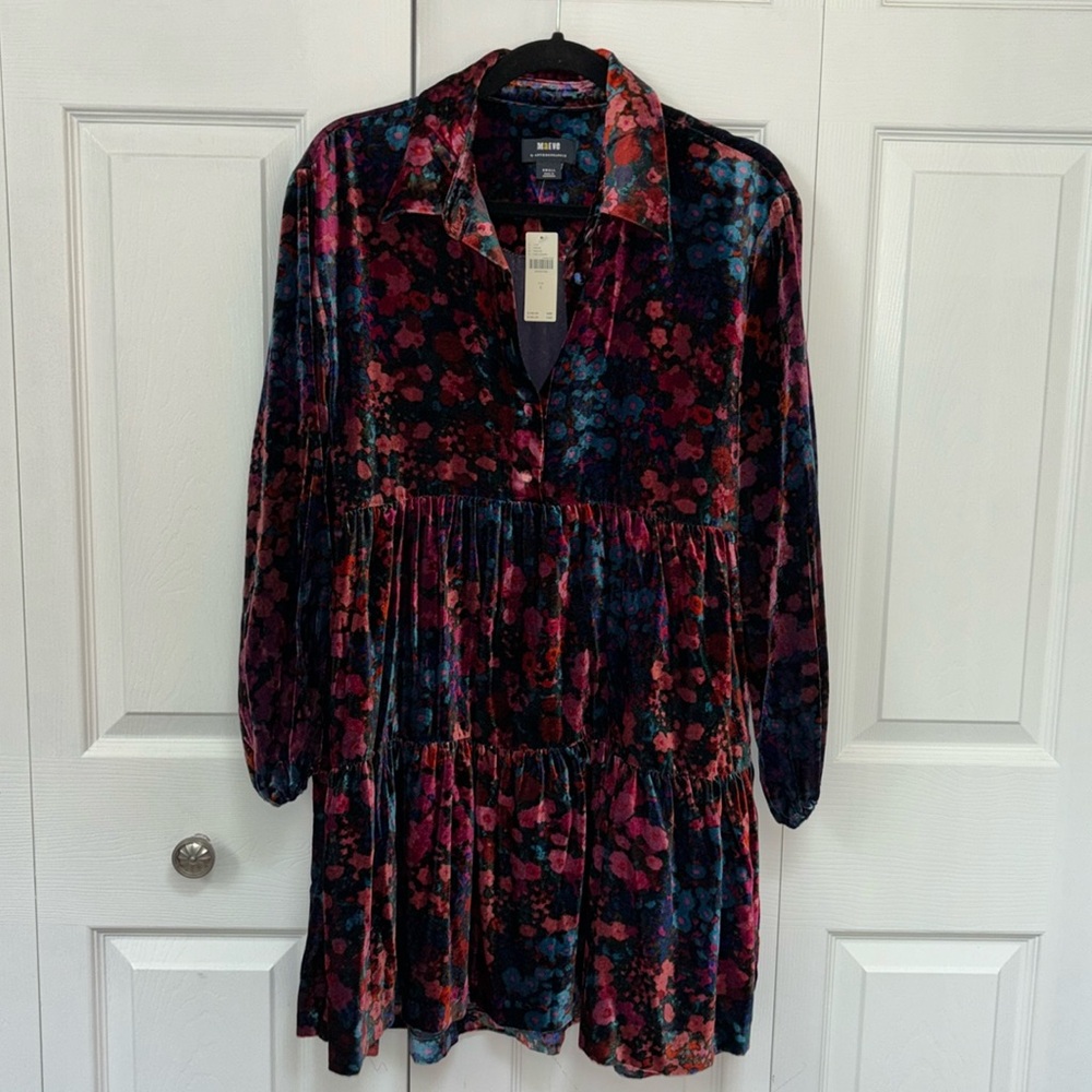 NWT Maeve Anthropologie Bettina mini Shirtdress velvet small